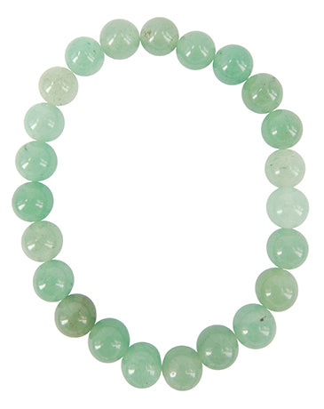 Green aventurine beaded bracelet by Ruben Robijn featuring round stones on an elastic band.