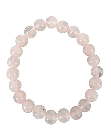 Ruben Robijn roze kwarts kralenarmband with 8mm beads, showcasing a delicate pink gemstone jewelry piece.