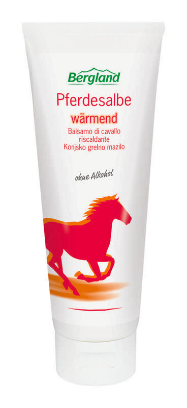 Bergland Paardenzalf verwarmend body care cream in 100ml tube, showing the product's packaging and label.