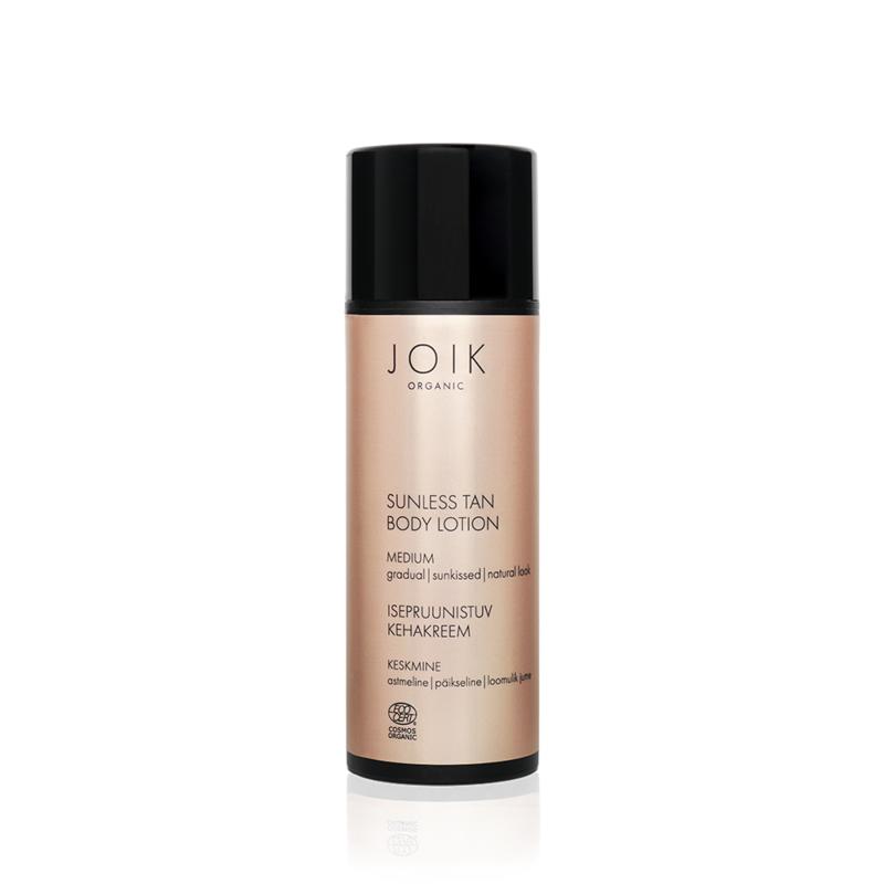 Joik Organics Sunless Tan Bodylotion Medium 150ml bottle, natural tanning lotion for a sun-kissed glow.