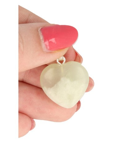 Ruben Robijn Edelsteen jade harthanger 20mm, silver-tone jewelry with a polished jade gemstone, ideal for bracelets or necklaces