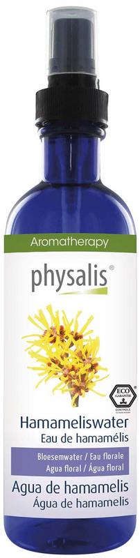 Physalis Hamameliswater body care product 200ml bottle with label and transparent cap, designed for natural skin care.