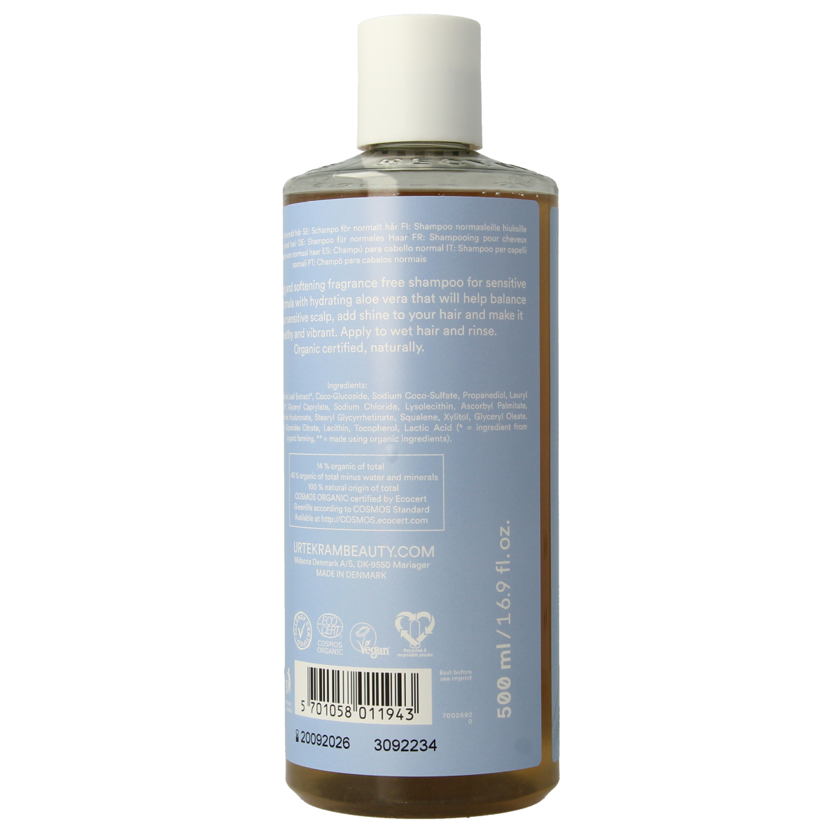Urtekram Find balance shampoo gevoelige huid 500.00 Milliliter