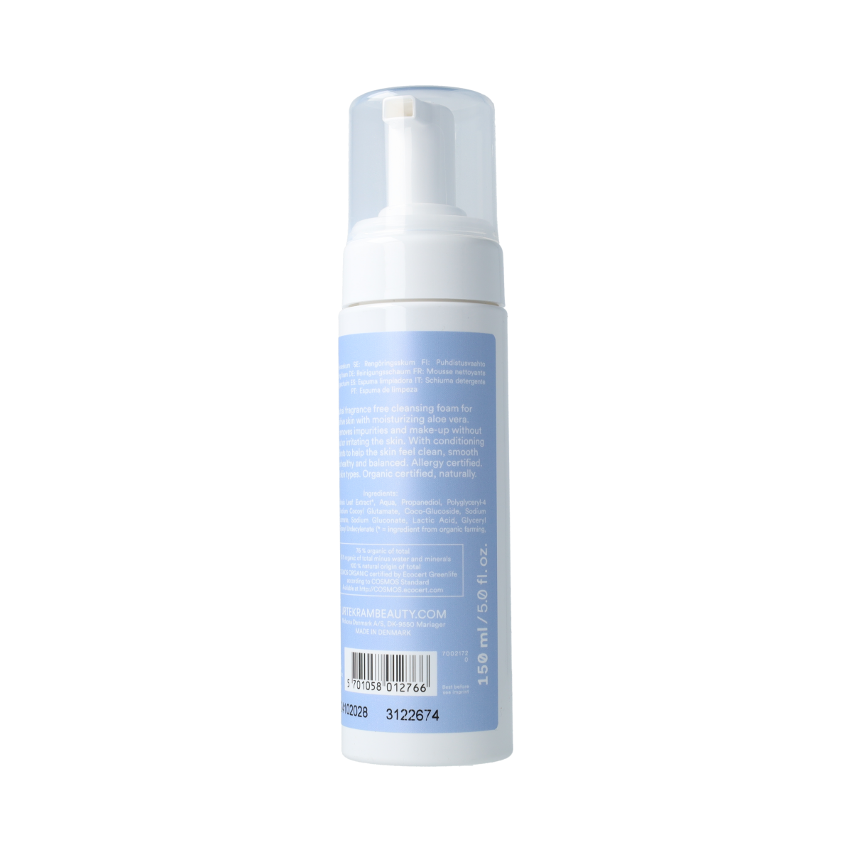 Urtekram Fragrance Free Reinigingsmousse – gevoelige huid 150.00 Milliliter