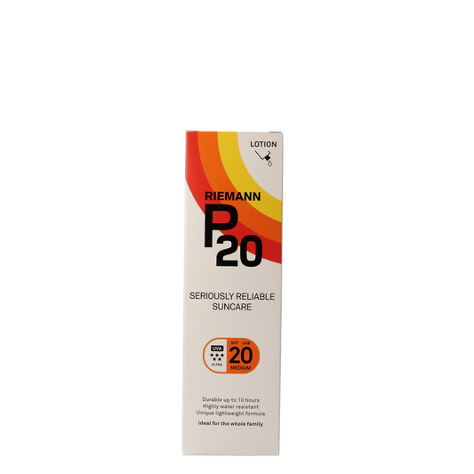 P20 Once a Day Lotion SPF20 sun protection lotion in a 100ml bottle, suitable for daily use.