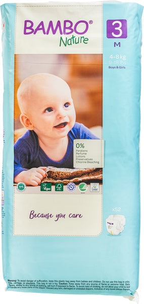Bambo Babyluier midi 3-4 kg disposable diapers for babies, showing packaging and number of diapers in the box.