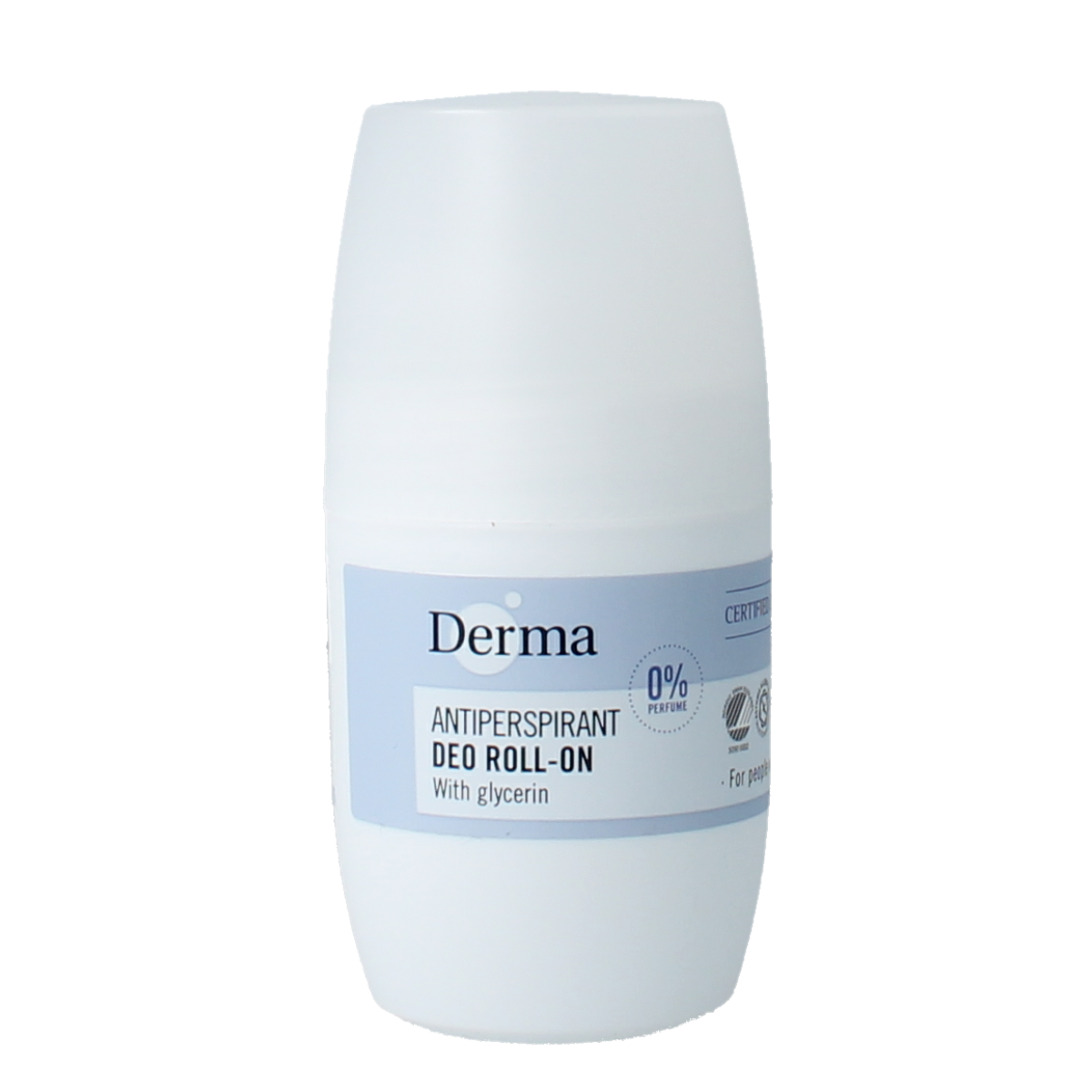 Derma Family deodorant roll-on 50ml in a clear plastic bottle with a white cap, designed for effective odor protection.