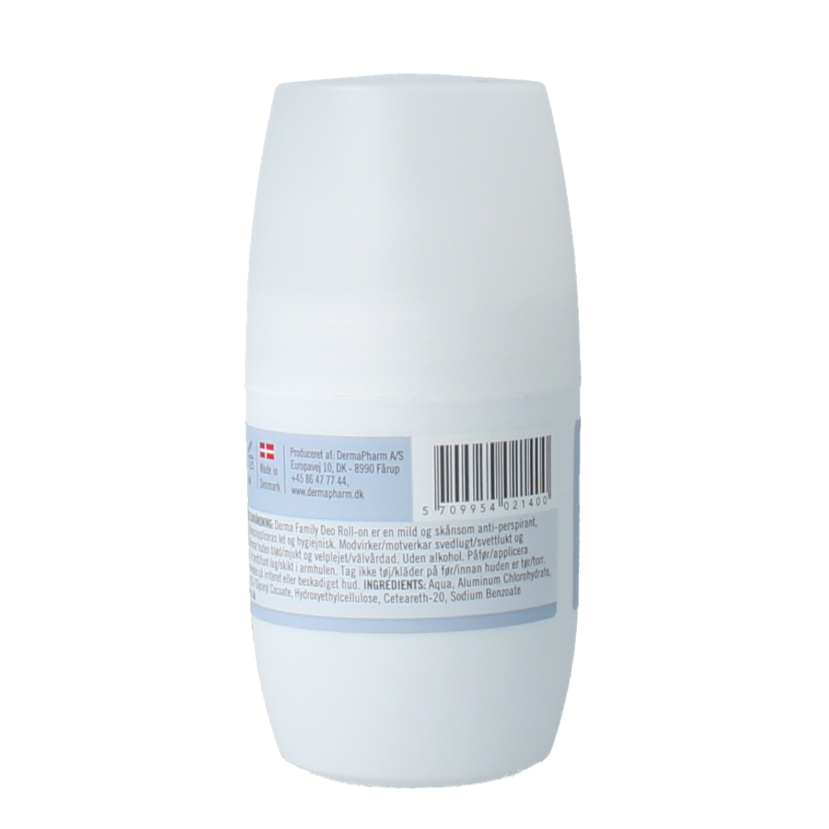Derma Family deodorant roll-on in 50ml bottle, smooth application on underarms, gentle and effective freshness.