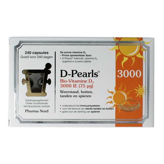 Pharma Nord Bio Vitamin D3 75mcg 3000IU capsules, 240 count, dietary supplement with softgel capsules showing label and capsules