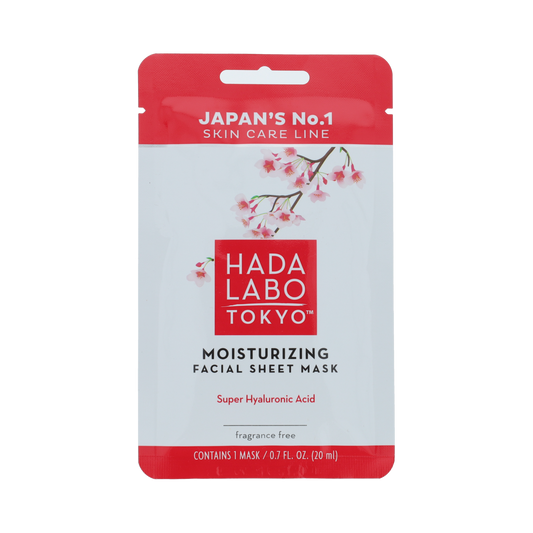 Hada Labo Tokyo moisturizing sheet mask in sachet, hydrating facial skincare product, 20ml, for nourishing and revitalizing skin