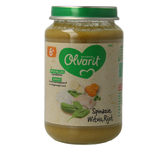 Olvarit Spinazie witvis rijst 6M10 200.00 Gram