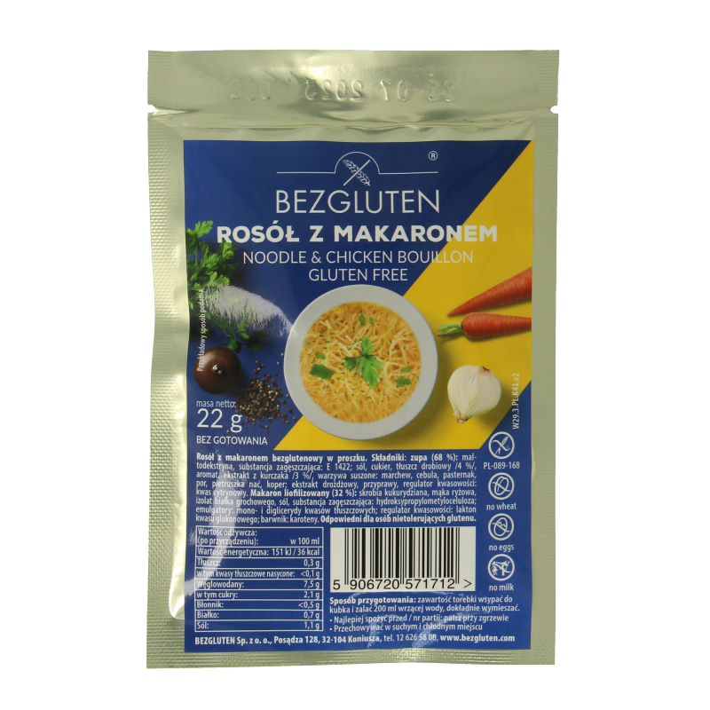 Bezgluten Kippensoep glutenvrij 22 Gram