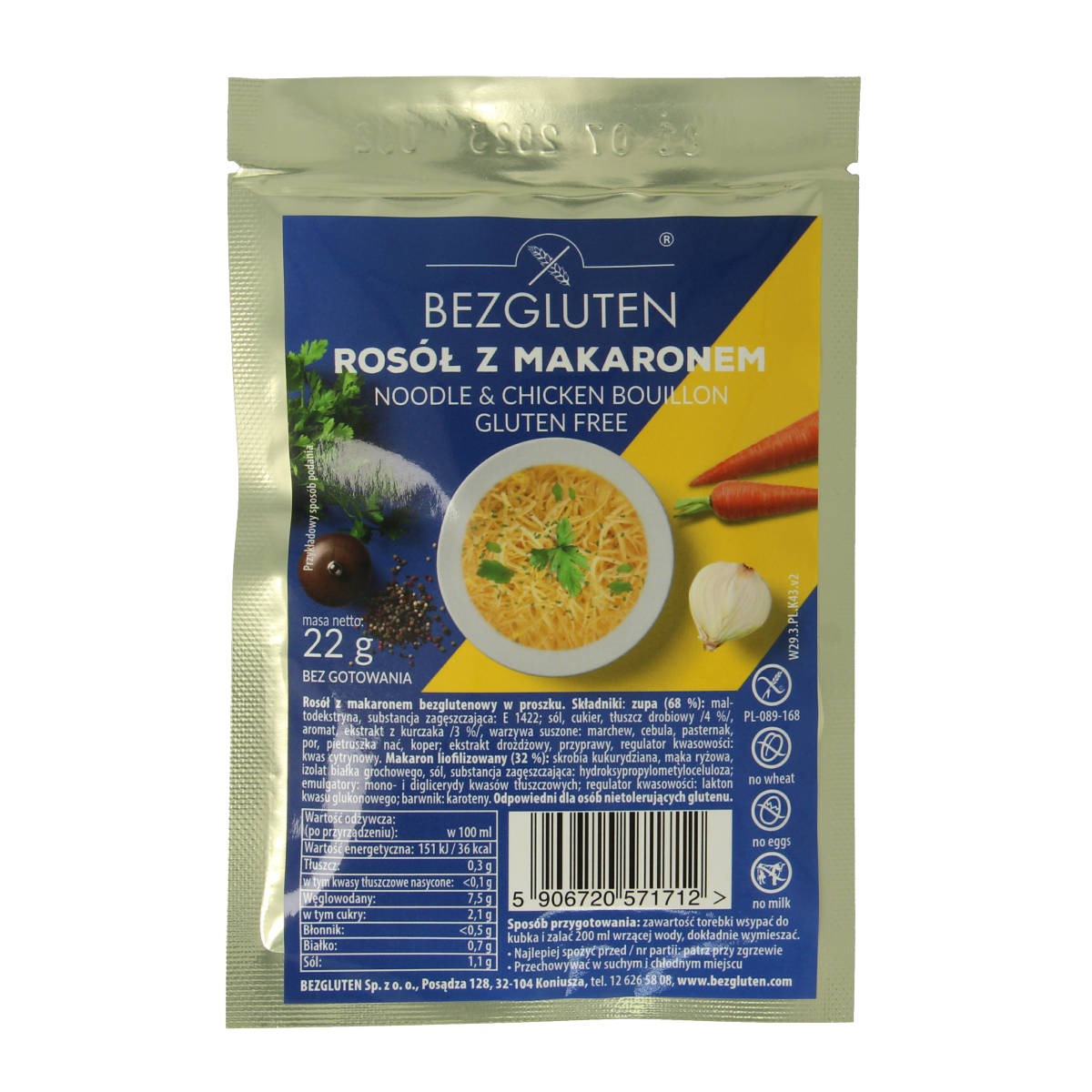 Bezgluten Kippensoep glutenvrij 22.00 Gram