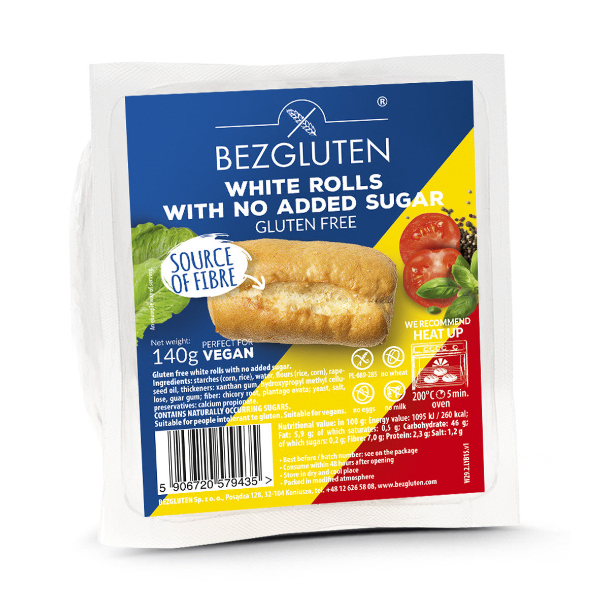 Bezgluten mini baguettes, vegan gluten-free bread with no added sugar, 140g, fresh baked crackery snack.