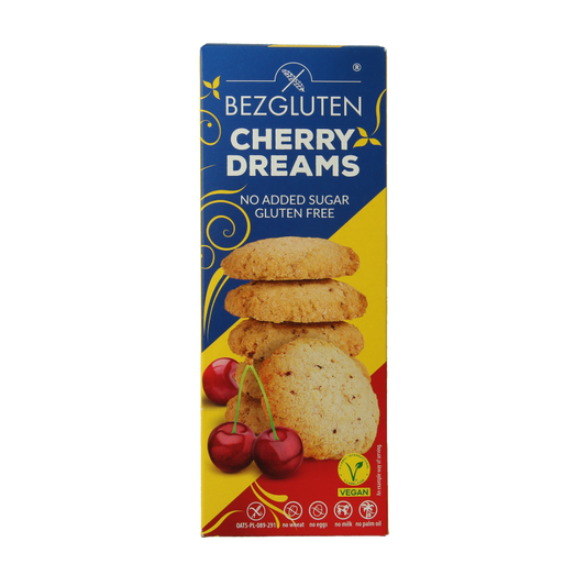 Bezgluten Koekjes kers zonder toegevoegde suiker glutenvrij 110 Gram