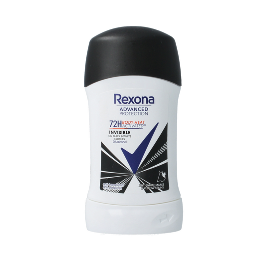 Rexona Invisible Woman Deodorant Stick in 50ml with white and blue packaging, designed for odor and sweat protection.
