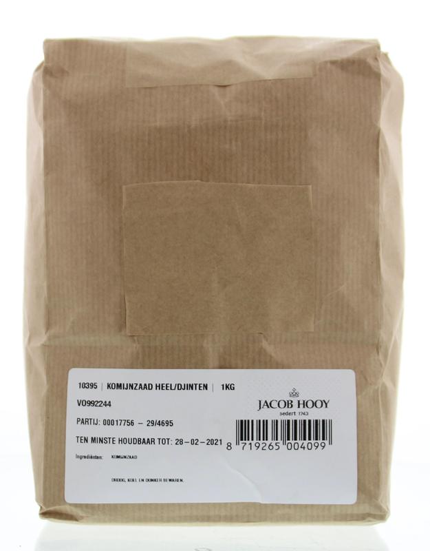 Jacob Hooy cumin seeds in a 1kg bag, fresh whole cumin for cooking and seasoning in natural spice packaging.