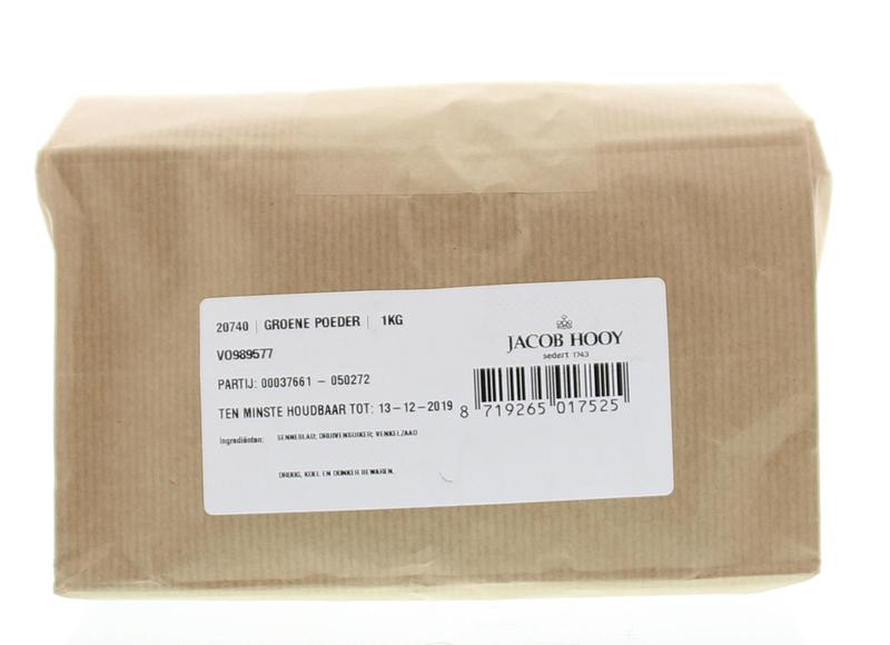 Jacob Hooy green powder in a 1kg package, herbal seasoning and meal mix, natural product for cooking and health.