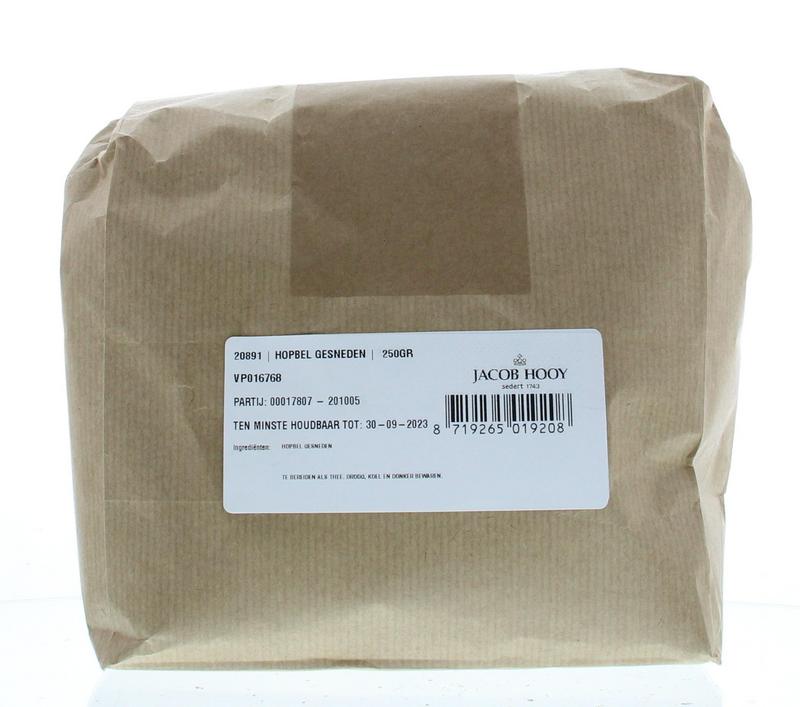 Jacob Hooy Hopbel gesneden herbal spice mix in 250g package, featuring finely chopped herbs and salt for culinary use.