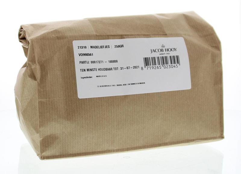 Jacob Hooy Madeliefjes herbal spice mix in 250g package, shown in a close-up image with dried flower petals and herbs.
