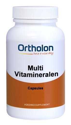 Ortholon Ortholon Multi Vitamin Mineral capsules, 50 vegetarian capsules in a transparent bottle with colorful label.