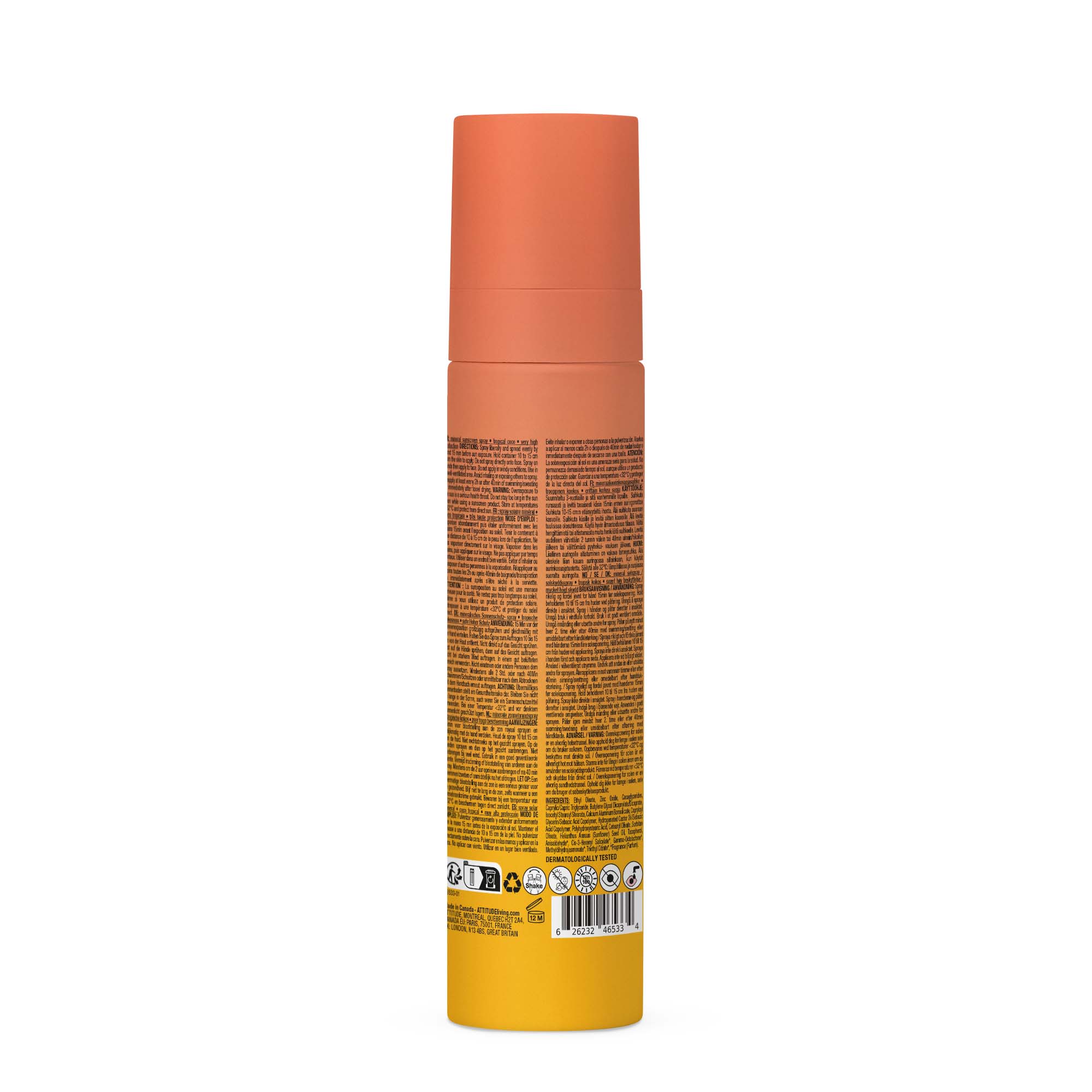 Attitude ATT SUNLY Sunscreen spray SPF50 Tropical coco 75.00 Milliliter