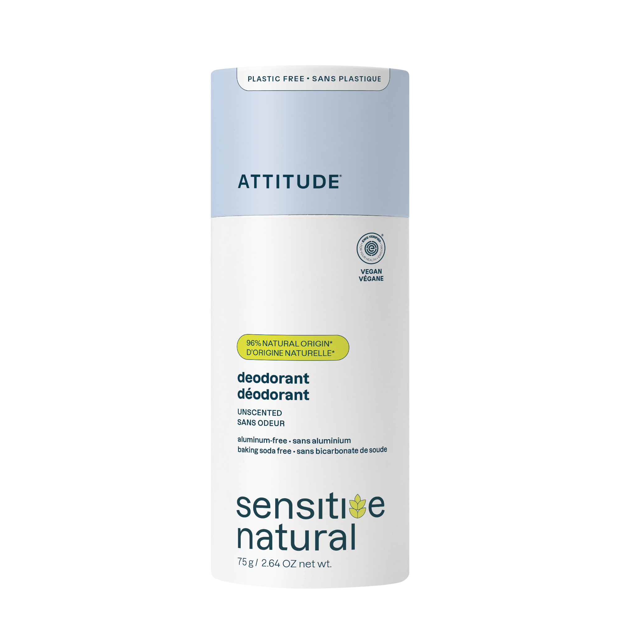 Attitude Deodorant baksoda vrij parfumvrij super leaves 75 Gram