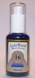 Lichtwesen Hilarion tinctuur 16 with a 30ml bottle, featuring a spiritual tincture from Lichtwesen, displayed in a clear glass bottle.