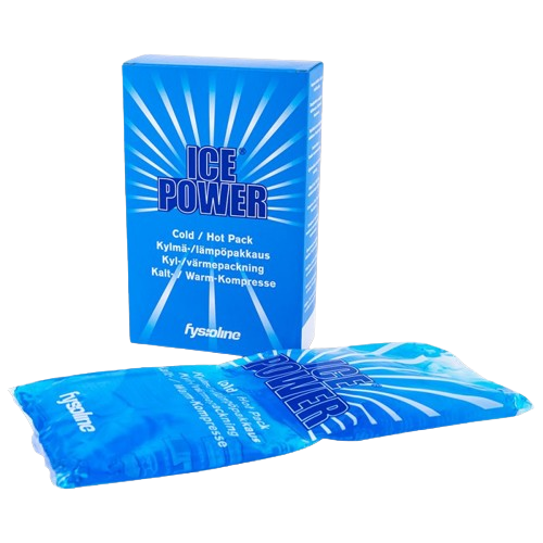 Ice Power Cold-hot pack for muscle and joint pain relief, showing a reusable gel compress with brand logo and temperature side.