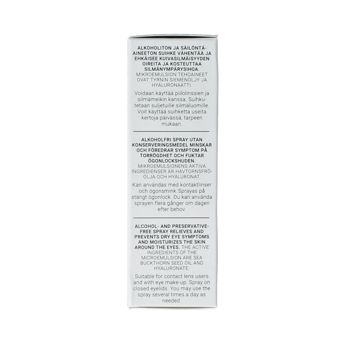 Membrasin Vision vitality spray for eye care, 17ml bottle with eye health ingredients, in white and blue packaging.