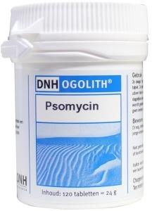 DNH Psomycin ogolith 140mg herbal tablets, showing the packaging with white and green labeling.
