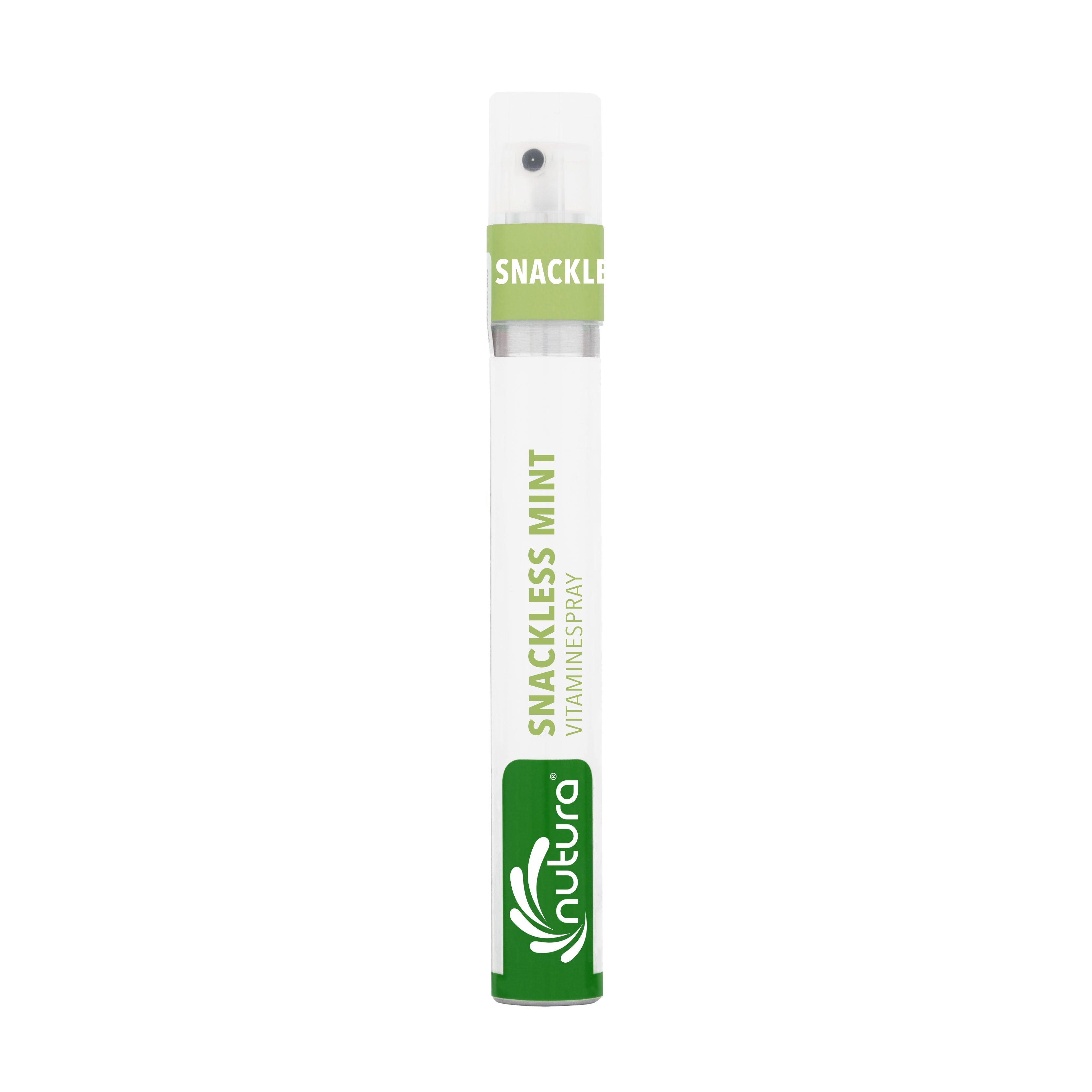 Nutura Vitaminesprays SnackLess Mint multivitamin spray bottle, 14.4ml, with mint flavor and vitamin benefits.
