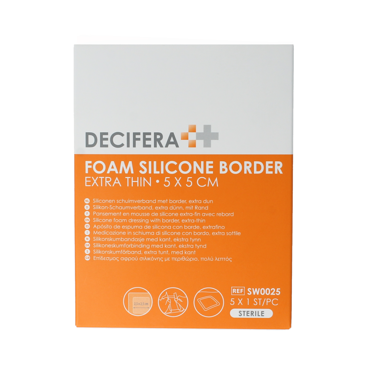 Decifera Foam silicone border extra dun  5x5cm 5.00 Stuks