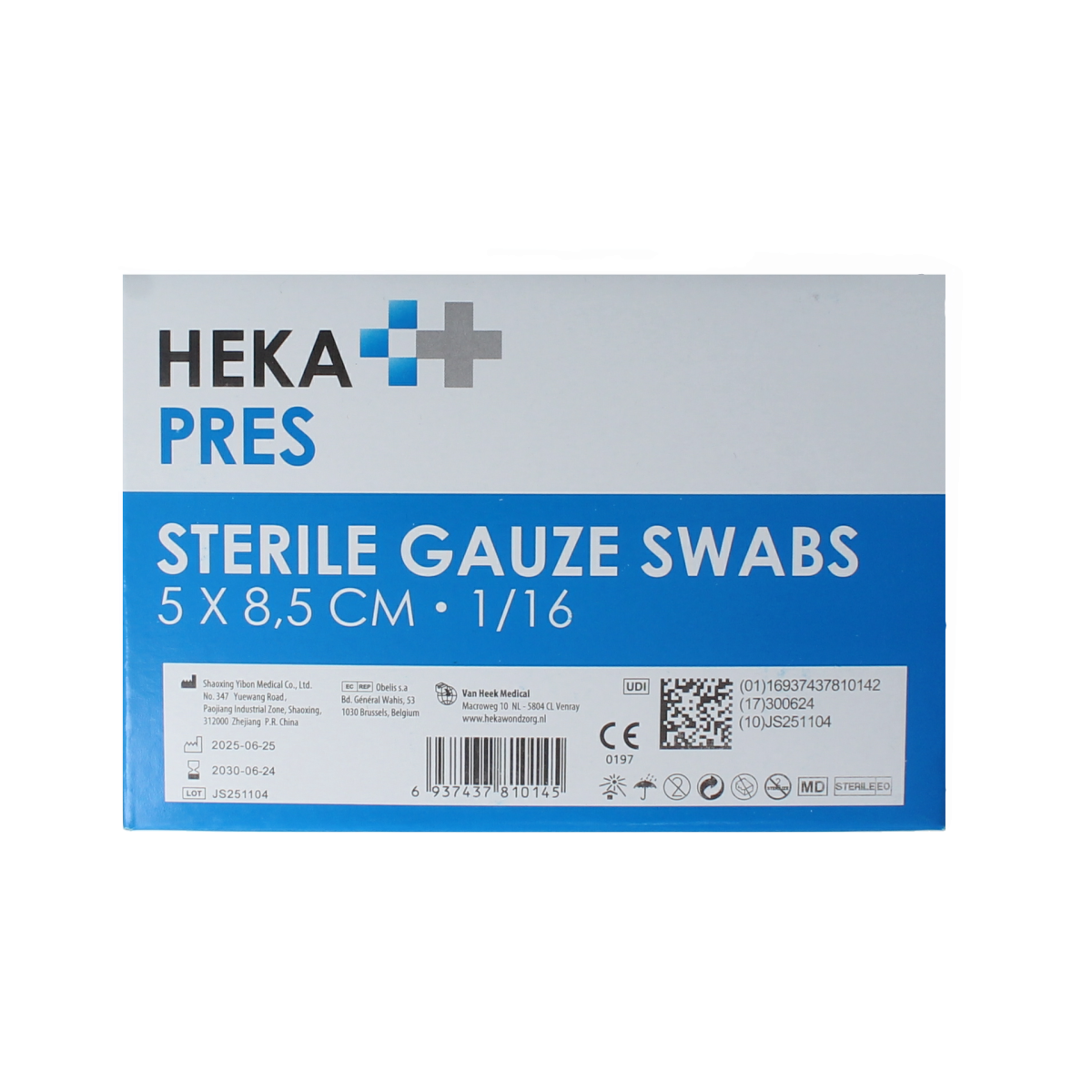 Hekapres Hydrofiel gaaskompres 5x8.5cm 100.00 Stuks