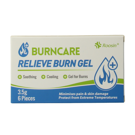 Burncare Burncare Gel sachet 3.5g pack of 6, showing individual small gel sachets for burn wound treatment.