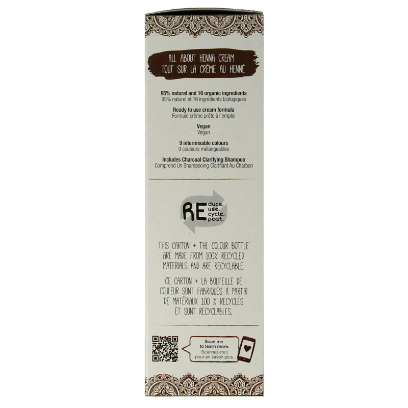 Light brown Tints Of Nature Henna cream hair coloring tube for semi-permanent hair dye, 70ml.