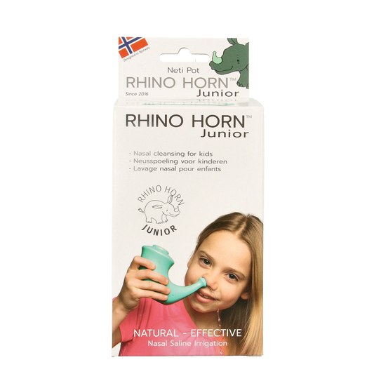 Rhino Horn Neusspoeler junior 1.00 Stuks for nasal care and inhalation, featuring a clear plastic bulb and nozzle for gentle use.