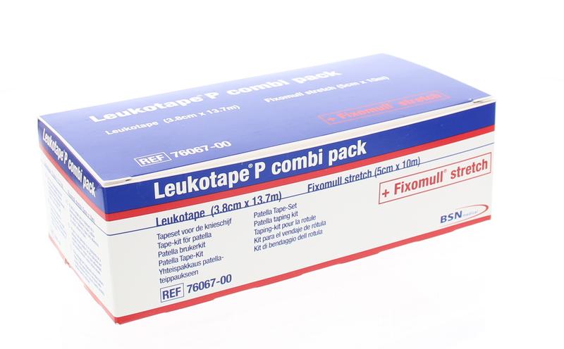 Leukotape P Combi pack with one set of medical adhesive tapes and bandages for sports injuries and support.