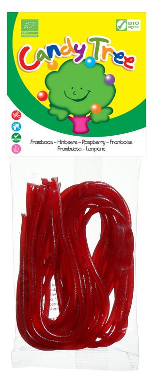 Candy Tree Frambozenveters bio, 75g, colorful raspberry-flavored chewy candy sticks from Candy Tree.