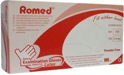 Romed XL non-sterile latex disposable medical gloves, powder-free, 100-pack, protective handwear for healthcare use