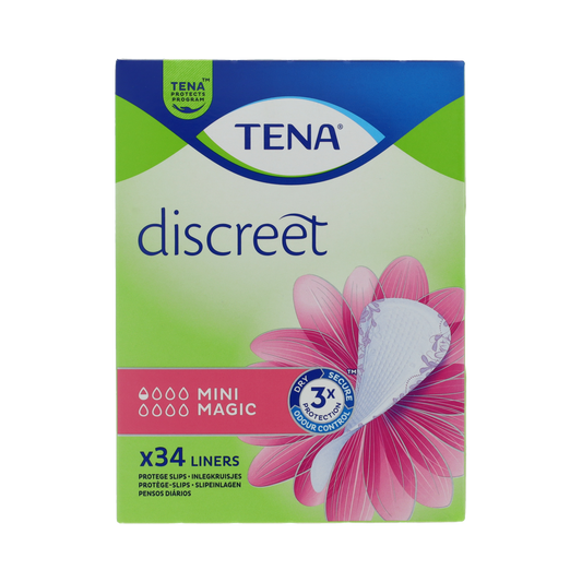 Tena Lady Mini Magic incontinent pad for women, 34-pack, with discreet absorption and comfortable fit.