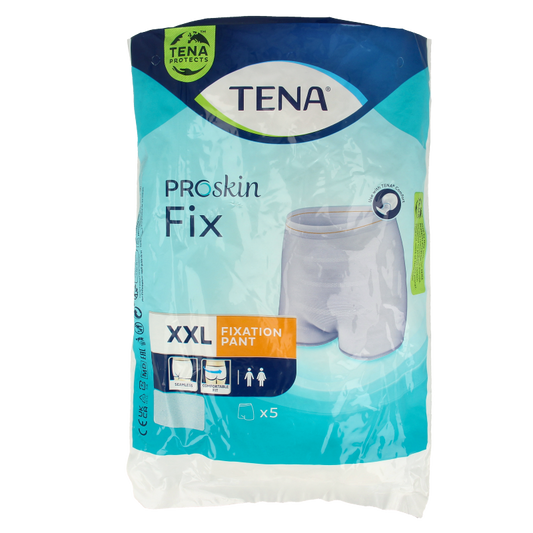 Tena Fix premium incontinentie fixatiebanden in maat XXL, 5 stuks, voor comfortabel gebruik en ondersteuning.