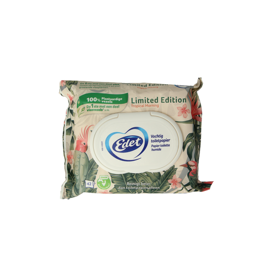 Edet Vochtig toiletpapier Paradise Dream pack of 42 soft, moist toilet tissues in a colorful packaging.