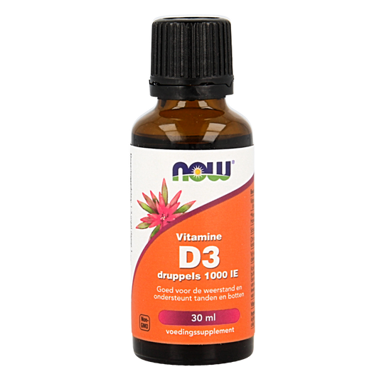 NOW Vitamine D3 druppels 1000IE 30 Milliliter