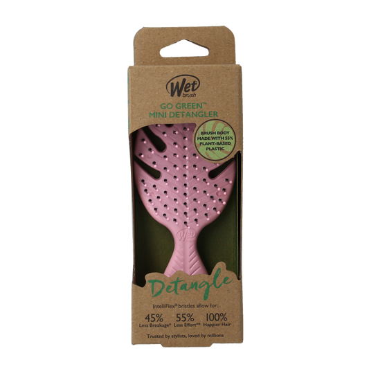 Wet Brush Go green detangler pink mini 1.00 Stuks