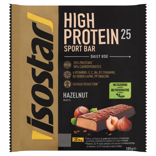 Isostar High protein 25 sport bars hazelnut 3 pack 105.00 Gram