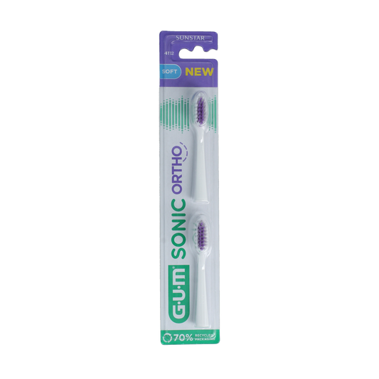 GUM Sonic ortho tandenborstel refill for electric toothbrush, one piece, designed for orthodontic dental cleaning.