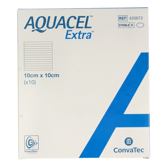 Aquacel Extra verband hydrofiber + versterking10 x 10cm 10.00 Stuks