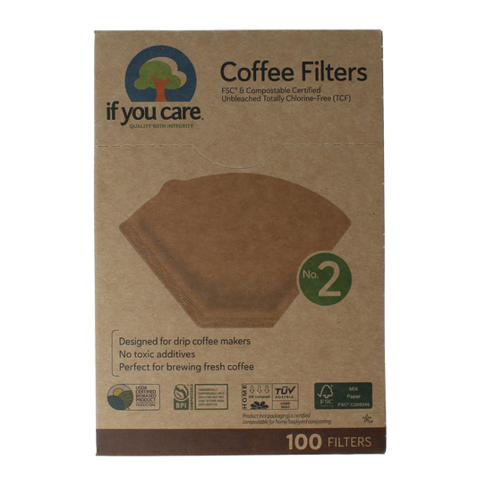 If You Care No. 2 coffee filters for brewing coffee and tea, 100 pack, natural unbleached paper coffee filters.