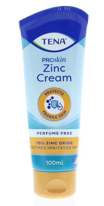 Tena Zinc cream in a 100ml tube, a body care product from Tena, with the tube shown in the image.